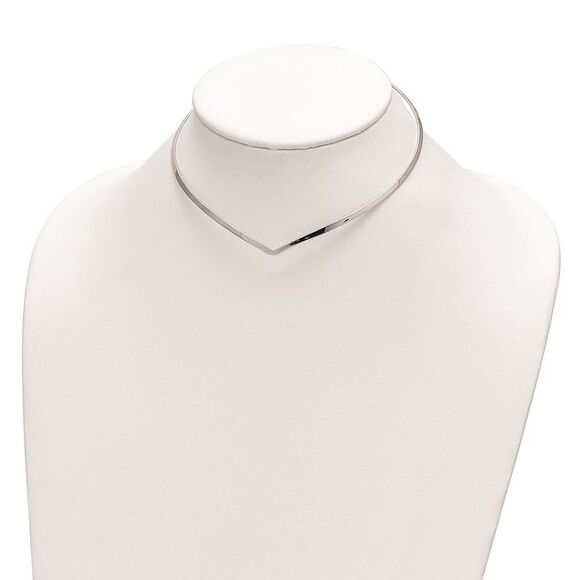 Kazi Luxury Sterling Silver Rhod. Polished V Cuff Necklace